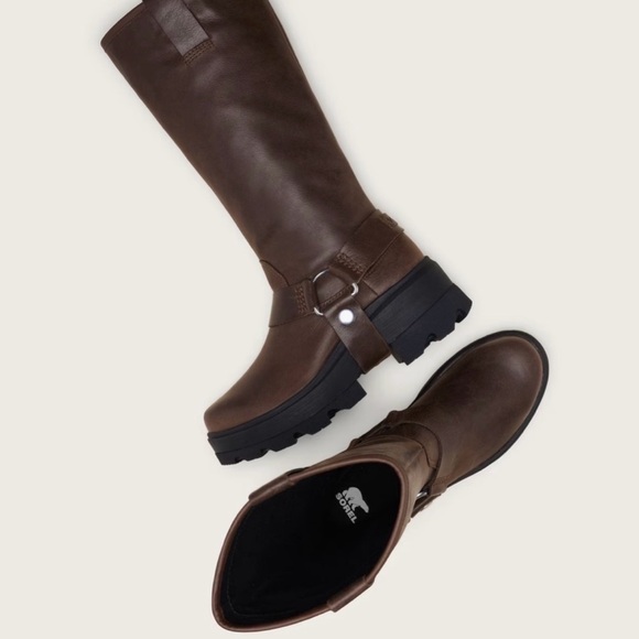 Sorel Brown Leather Mid-Calf Harness Platform Boot - Picture 3 of 9